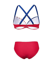 Bikini triangular plisado con estampado de estrellas y rayas